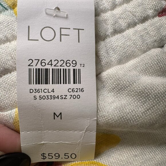 LOFT Floral Shorts Women's Medium Grey Terrycloth Sweatshorts Loungewear - Picture 5 of 6